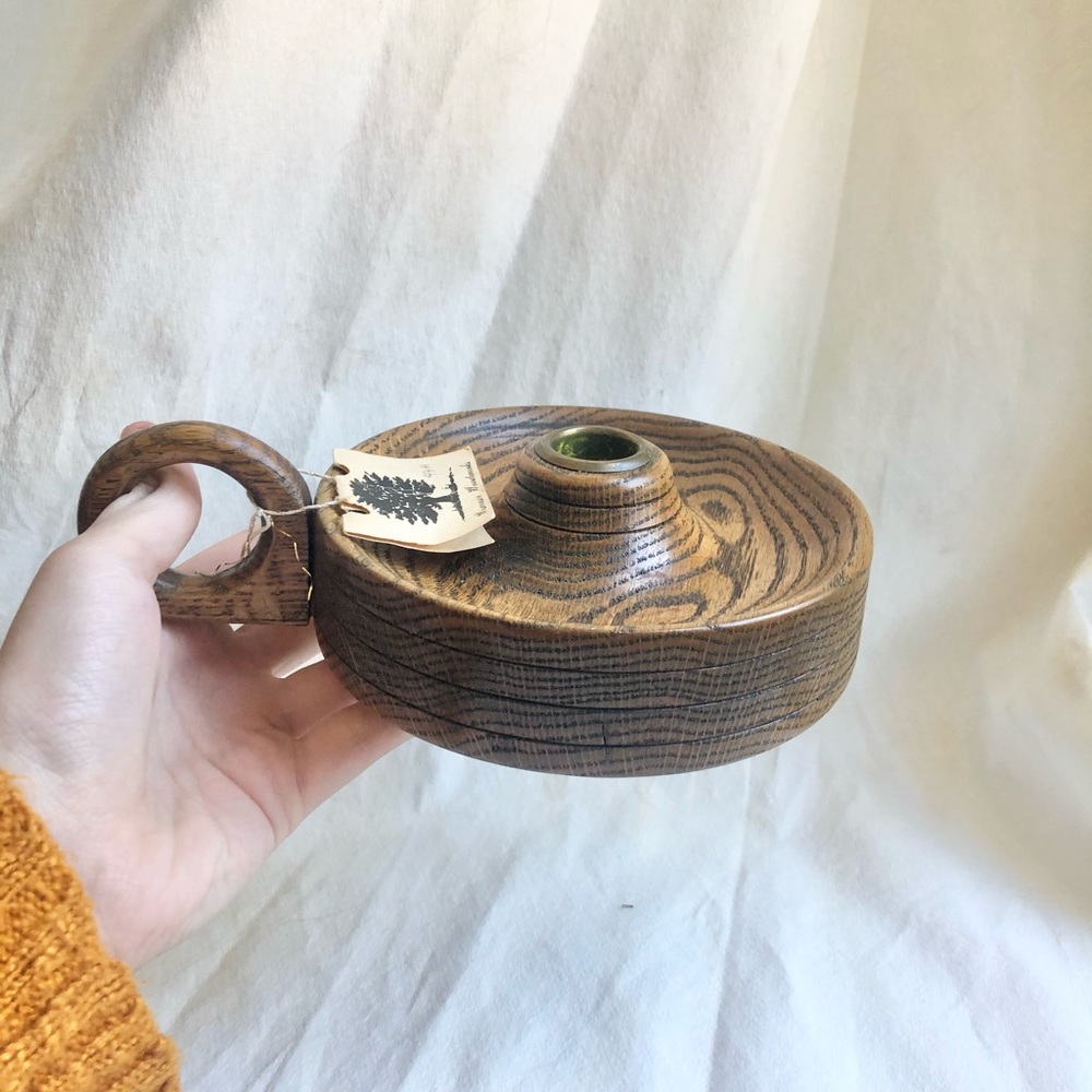 Vintage Oak Candle Holder